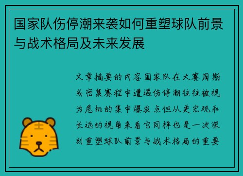 国家队伤停潮来袭如何重塑球队前景与战术格局及未来发展